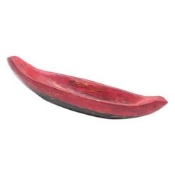 Vintage Red Canoe,'Red Hand Carved Boat Theme Catchall from Bali'