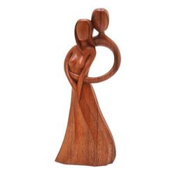 Fairytale,'Artisan Crafted Suar Wood Romantic Statuette from India'