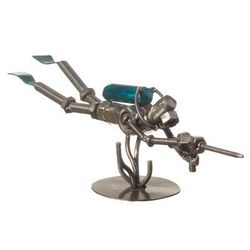 Recycled metal sculpture, 'Rustic Scuba Diver'