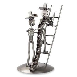 Recycled metal sculpture, 'Firefighters at Work'
