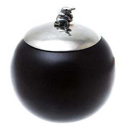 'Elephant-Themed Wood and Pewter Decorative Jar (4 inch)'