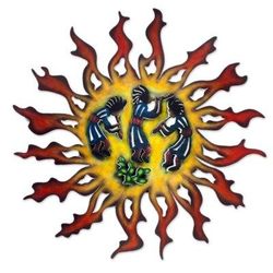 Steel wall art, 'Sun Dancers' - Collectible Kokopelli Steel Wall Art