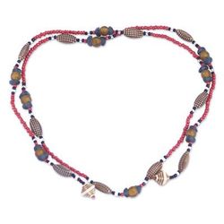 Ways to Love,'Handcrafted Red Glass and Plastic Beaded Necklace'