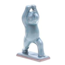'Hand Made Celadon Ceramic Elephant Yoga-Themed Figurine'