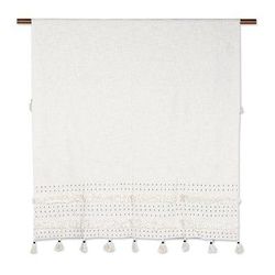 Under a Cloud,'Embroidered Cotton Throw with Tufted Accents'