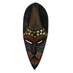 'Remember Your Past' - Hand Beaded Wood Mask from Africa