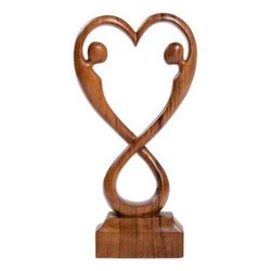 Care and Protection,'Hand Crafted Suar Wood Statuette from Bali'