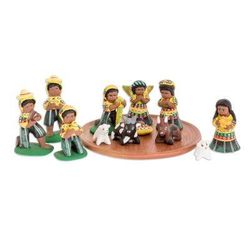 'San Juan Nativity' (set of 13) - Ceramic Nativity Scene Sculpture