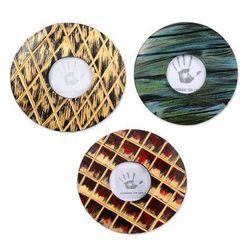 Happy Memories,'Wood and Golden Enamel Photo Frames (Set of 3)'