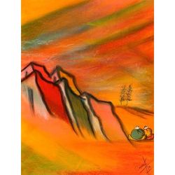 'Small Houses' - Landscape Expressionist Painting