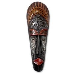 Ivoirian wood mask, 'Queen Aura Poka' - Hand Carved Ivoirian Wood Mask