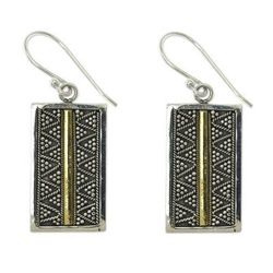 Gold accent dangle earrings, 'Temple Gate'