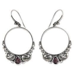 'Moon Garden' - Handmade Sterling Silver and Amethyst Dangle Earrings