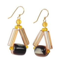 Eco Triangles,'Triangular Recycled Plastic Dangle Earrings from Ghana'