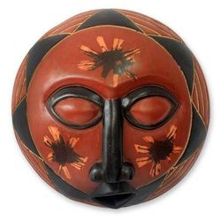 African wood mask, 'Happy Sun'