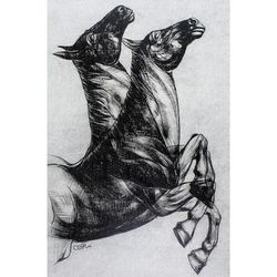 Moving Horse,'Black and White Surrealist Horse Painting (2019)'