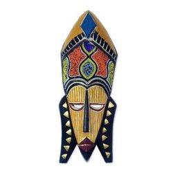 Sithembiso,'Sese Wood and Brass and Recycled Glass Beaded Mask'