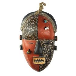 Yaka Initiation,'Colorful Wood Mask with Recycled Glass Beads'