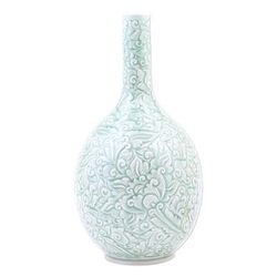 Fresh Flowers,'Hand Crafted Green Celadon Ceramic Vase'