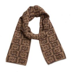 Brown Paracas Shadows,'Alpaca Blend Espresso and Tan Scarf from Peru'