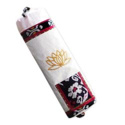 Lotus Lagoon in Ivory,'Javanese Ikat Cotton Yoga Mat Bag'