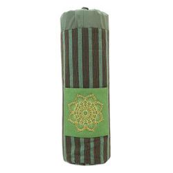 Striped Mandala,'Ikat Cotton Yoga Mat Carrier with Lurik Accent'