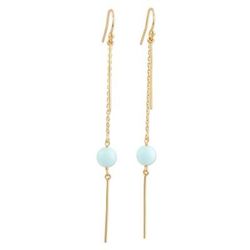 Golden Rain,'Gold-Plated Chalcedony Dangle Earrings'
