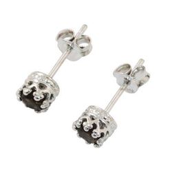 Brilliant Splendor,'Rhodium Plated Smoky Quartz Stud Earrings from Thailand'
