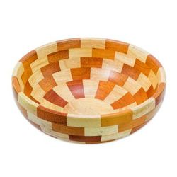 Mahogany wood bowl, 'Stairway of Nature'