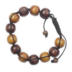 Adjustable Sese Wood Beaded Bracelet from Ghana 'Lively Shades'