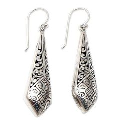 Fashion Plate,'Balinese Sterling Silver Dangle Earrings'