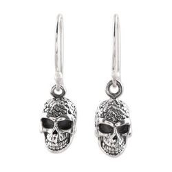 Grinning Skulls,'Sterling Silver Skull Dangle Earrings from India'