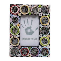 Memory Circles,'3x5 Recycled Paper Circle Motif Photo Frame from Bali'