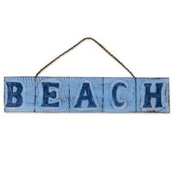 Beach in Sky Blue,'Hand Carved Beach Wood Sign Agel Grass from Indonesia'