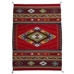 Dynamic Diamond,'Zapotec Wool Area Rug with Diamond Pattern in Red (4x6)'
