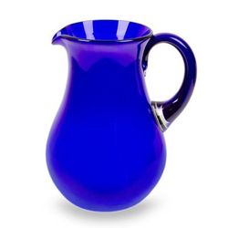 'Cobalt Charm' - Blue Handcrafted Handblown Recycled Glass Pitcher