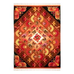 'Hand-Woven Wool Bird and Butterfly Themed Area Rug (4x5)'