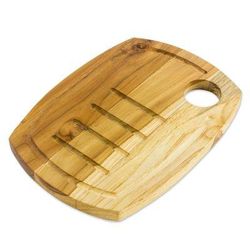 Presentation,'Handcrafted Teak Wood Carving Board with Grooves'
