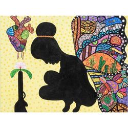 Contemplation,'Symbolic World Peace Project Signed Expressionist Painting'