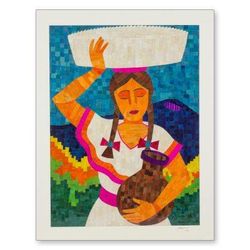 Natural fiber collage, 'Nicaraguan Merchant Woman'