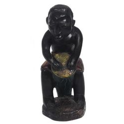 Drum Player,'Sese Wood Sculpture of a Drum Player from Ghana'