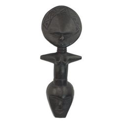 Ashanti wood mask, 'Together' - Handmade Sese Wood Mask