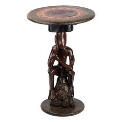 Thoughtful Man,'Cedar Wood Accent Table of a Sitting Man from Ghana'