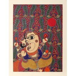 'Indian Madhubani Painting of Hindu God of Wisdom'