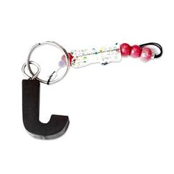 The Letter J,'Eco-Friendly Ebony Letter J Keychain with Wood Beads'