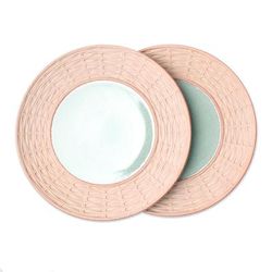 Country Meal,'Celadon Ceramic Plates in Green from Thailand (Pair)'