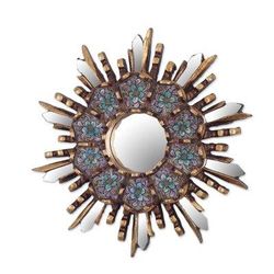 Cuzco Meadow,'Round Wall Mirror with Floral Reverse Painted Glass'