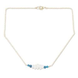 Sink or Swim,'Blue Quartz and Rainbow Moonstone Pendant Necklace'