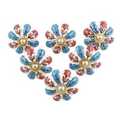 Flowery Glory,'Set of 6 Hand Painted Ceramic Drawer Pulls/Knobs'