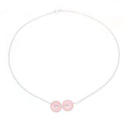 Delightful Duet,'Rose Quartz Double Disc and Sterling Silver Pendant Necklace'